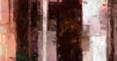 Soyut arkaplanda pürüzlü fırça darbeleri. Fırça boyası. Renkli boya darbeleri. Eşsiz duvar sanatı. Tuvaldeki modern sanat. Renkli çağdaş sanat eserleri. 