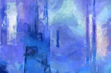 Soyut arkaplanda pürüzlü fırça darbeleri. Fırça boyası. Renkli boya darbeleri. Eşsiz duvar sanatı. Tuvaldeki modern sanat. Renkli çağdaş sanat eserleri. 