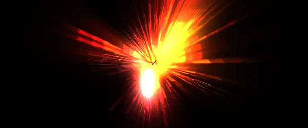 Futuristic lens flare. Light explosion star with glowing particles and lines. Beautiful abstract rays background.