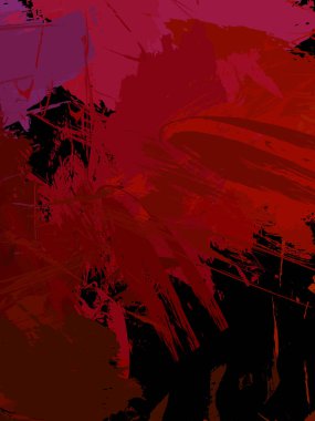 Vahşi fırça darbeleriyle yaratıcı soyut resim. Artistik fırça darbeleriyle donatılmış. Renkli ve canlı bir tasvir. Boyalı sanat.