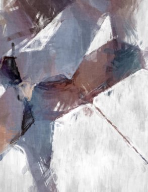 Soyut arkaplanda pürüzlü fırça darbeleri. Fırça boyası. Renkli boya darbeleri. Eşsiz duvar sanatı. Tuvaldeki modern sanat. Renkli çağdaş sanat eserleri. 