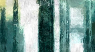 Soyut arkaplanda pürüzlü fırça darbeleri. Fırça boyası. Renkli boya darbeleri. Eşsiz duvar sanatı. Tuvaldeki modern sanat. Renkli çağdaş sanat eserleri. 