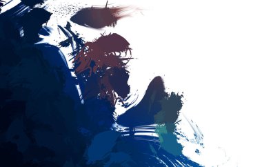 Duvar sanatı Eşsiz ve yaratıcı illüstrasyon. Fırça darbesi ile boyanmış. Renkli fırça darbelerinin soyut arkaplanı. Fırçalanmış canlı duvar kâğıdı. Boyalı sanatsal yaratım.