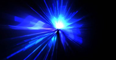 Fütürist mercek patlaması. Parlayan parçacıkları ve çizgileri olan ışık patlaması yıldızı. Güzel soyut ışın arkaplanı.