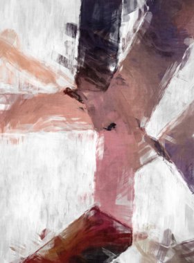 Soyut arkaplanda pürüzlü fırça darbeleri. Fırça boyası. Renkli boya darbeleri. Eşsiz duvar sanatı. Tuvaldeki modern sanat. Renkli çağdaş sanat eserleri. 