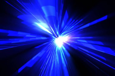 Fütürist mercek patlaması. Parlayan parçacıkları ve çizgileri olan ışık patlaması yıldızı. Güzel soyut ışın arkaplanı.