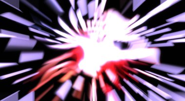 Işık parçacık izleri. Parlayan parçacıkları ve çizgileri olan ışık patlaması yıldızı. Güzel hareketli soyut ışın arkaplanı.