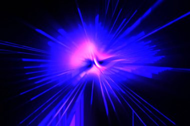 Fütürist mercek patlaması. Parlayan parçacıkları ve çizgileri olan ışık patlaması yıldızı. Güzel soyut ışın arkaplanı.