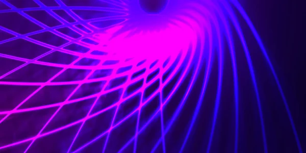 네온은 광파의 추상적 설계를 화려하게 그렸습니다 빛나는 효과를 디지털 — 스톡 사진