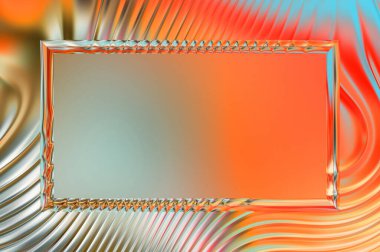 Soyut çerçeveli arkaplan. Renkli, canlı, dalgalı bir duvar kağıdı. Merkezi çerçeveli yaratıcı grafik 2d çizim. Dinamik şekilli modaya uygun sıvı örtüsü.