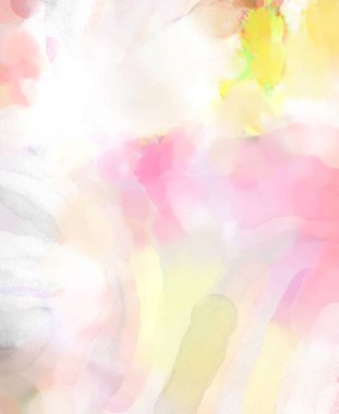 Pastel renklerde suluboya resim. Poster, duvar sanatı, afiş, kart, kitap kapağı ya da ambalaj için rahatlatıcı kompozisyonun yumuşak renkli çizimi. Modern fırça darbeleri resim.