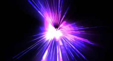 Fütürist mercek patlaması. Parlayan parçacıkları ve çizgileri olan ışık patlaması yıldızı. Güzel soyut ışın arkaplanı.