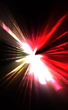 Fütürist mercek patlaması. Parlayan parçacıkları ve çizgileri olan ışık patlaması yıldızı. Güzel soyut ışın arkaplanı.