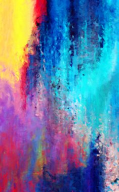 Modern sanat. Renkli çağdaş sanat eserleri. Renkli boya darbeleri. Soyut arkaplanda fırça darbeleri. Fırça boyası. Eşsiz duvar sanatı.