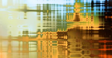 Soyut arkaplan. Yaşlanmış grunge dokusunda geometrik elementler. Farklı renk desenli grafiksel illüstrasyon.