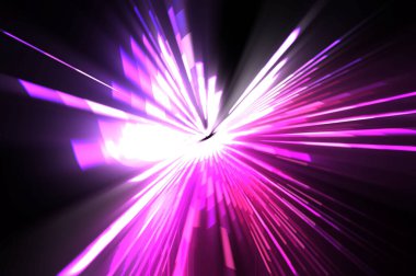 Fütürist mercek patlaması. Parlayan parçacıkları ve çizgileri olan ışık patlaması yıldızı. Güzel soyut ışın arkaplanı.