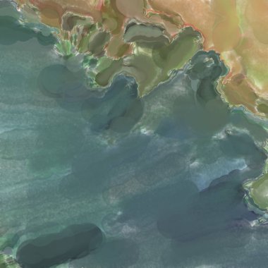 Çağdaş sanat. El işçiliğinin renkli dokusu. Modern resim. Yüzeyde suluboya vuruşlar. Sanatsal arkaplan resmi. Tablo üzerinde soyut resim. Fırça darbeleri. 