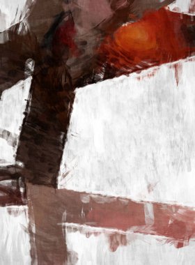 Soyut arkaplanda pürüzlü fırça darbeleri. Fırça boyası. Renkli boya darbeleri. Eşsiz duvar sanatı. Tuvaldeki modern sanat. Renkli çağdaş sanat eserleri. 