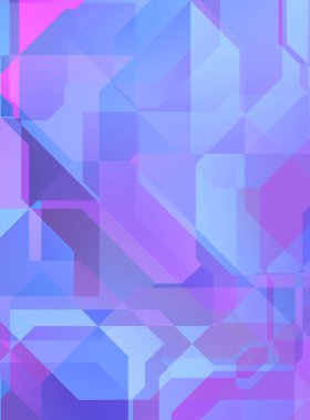 Renkli ve canlı geometrik şekiller katmanları var. Bir teknoloji planının dijital illüstrasyonu. Gelecekçi tasarım şablonu.