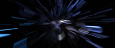 Işık parçacık izleri. Parlayan parçacıkları ve çizgileri olan ışık patlaması yıldızı. Güzel hareketli soyut ışın arkaplanı.