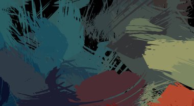 Sanatsal soyut arkaplan. Doku boyalı duvar kağıdı. Boya darbeleriyle yaratıcı bir illüstrasyon. Fırça desenli resim.