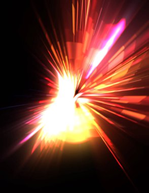 Fütürist mercek patlaması. Parlayan parçacıkları ve çizgileri olan ışık patlaması yıldızı. Güzel soyut ışın arkaplanı.