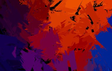 Vahşi fırça darbeleriyle yaratıcı soyut resim. Artistik fırça darbeleriyle donatılmış. Renkli ve canlı bir tasvir. Boyalı sanat.