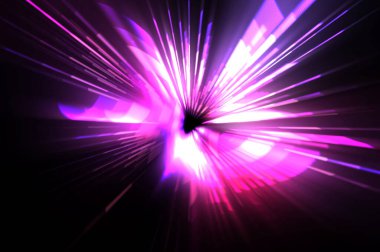 Fütürist mercek patlaması. Parlayan parçacıkları ve çizgileri olan ışık patlaması yıldızı. Güzel soyut ışın arkaplanı.