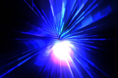 Fütürist mercek patlaması. Parlayan parçacıkları ve çizgileri olan ışık patlaması yıldızı. Güzel soyut ışın arkaplanı.