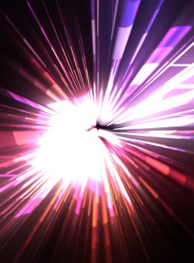 Fütürist mercek patlaması. Parlayan parçacıkları ve çizgileri olan ışık patlaması yıldızı. Güzel soyut ışın arkaplanı.