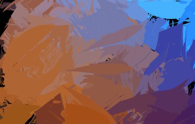 Vahşi fırça darbeleriyle yaratıcı soyut resim. Artistik fırça darbeleriyle donatılmış. Renkli ve canlı bir tasvir. Boyalı sanat.