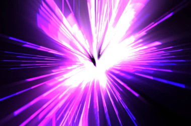 Fütürist mercek patlaması. Parlayan parçacıkları ve çizgileri olan ışık patlaması yıldızı. Güzel soyut ışın arkaplanı.