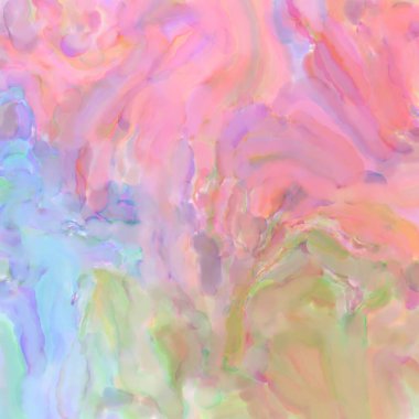 Pastel renklerde suluboya resim. Poster, duvar sanatı, afiş, kart, kitap kapağı ya da ambalaj için rahatlatıcı kompozisyonun yumuşak renkli çizimi. Modern fırça darbeleri resim.