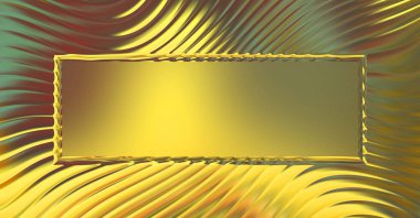 Soyut çerçeveli arkaplan. Renkli, canlı, dalgalı bir duvar kağıdı. Merkezi çerçeveli yaratıcı grafik 2d çizim. Dinamik şekilli modaya uygun sıvı örtüsü.