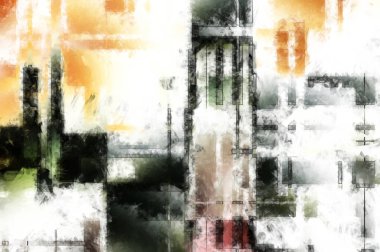 Modern sanat. Renkli çağdaş sanat eserleri. Renkli boya darbeleri. Soyut arkaplanda fırça darbeleri. Fırça boyası. Eşsiz duvar sanatı.