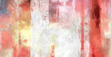Soyut arkaplanda pürüzlü fırça darbeleri. Fırça boyası. Renkli boya darbeleri. Eşsiz duvar sanatı. Tuvaldeki modern sanat. Renkli çağdaş sanat eserleri. 