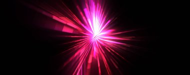 Fütürist mercek patlaması. Parlayan parçacıkları ve çizgileri olan ışık patlaması yıldızı. Güzel soyut ışın arkaplanı.