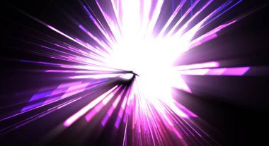 Fütürist mercek patlaması. Parlayan parçacıkları ve çizgileri olan ışık patlaması yıldızı. Güzel soyut ışın arkaplanı.