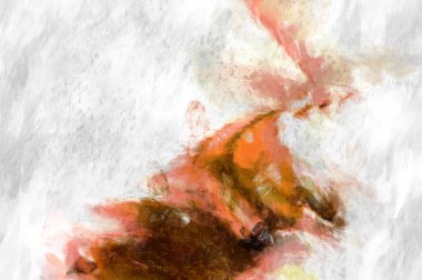 Soyut arkaplanda pürüzlü fırça darbeleri. Fırça boyası. Renkli boya darbeleri. Eşsiz duvar sanatı. Tuvaldeki modern sanat. Renkli çağdaş sanat eserleri. 