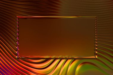 Soyut çerçeveli arkaplan. Renkli, canlı, dalgalı bir duvar kağıdı. Merkezi çerçeveli yaratıcı grafik 2d çizim. Dinamik şekilli modaya uygun sıvı örtüsü.