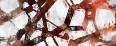 Soyut arkaplanda pürüzlü fırça darbeleri. Fırça boyası. Renkli boya darbeleri. Eşsiz duvar sanatı. Tuvaldeki modern sanat. Renkli çağdaş sanat eserleri. 