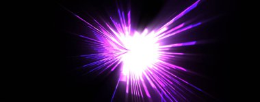 Fütürist mercek patlaması. Parlayan parçacıkları ve çizgileri olan ışık patlaması yıldızı. Güzel soyut ışın arkaplanı.