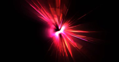 Fütürist mercek patlaması. Parlayan parçacıkları ve çizgileri olan ışık patlaması yıldızı. Güzel soyut ışın arkaplanı.