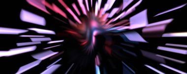 Işık parçacık izleri. Parlayan parçacıkları ve çizgileri olan ışık patlaması yıldızı. Güzel hareketli soyut ışın arkaplanı.