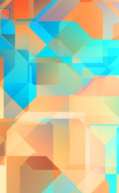 Renkli ve canlı geometrik şekiller katmanları var. Bir teknoloji planının dijital illüstrasyonu. Gelecekçi tasarım şablonu.