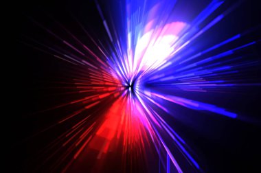 Fütürist mercek patlaması. Parlayan parçacıkları ve çizgileri olan ışık patlaması yıldızı. Güzel soyut ışın arkaplanı.