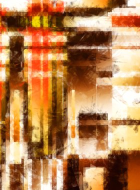 Modern sanat. Renkli çağdaş sanat eserleri. Renkli boya darbeleri. Soyut arkaplanda fırça darbeleri. Fırça boyası. Eşsiz duvar sanatı.