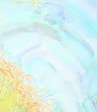 2D çizim. Sanatsal arkaplan resmi. Tablo üzerinde soyut resim. Çağdaş sanat. El yapımı resim. Renkli doku. Modern sanat eserleri. Yüzeyde suluboya fırça darbeleriyle boyama.