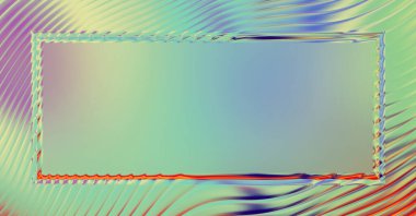 Soyut çerçeveli arkaplan. Renkli, canlı, dalgalı bir duvar kağıdı. Merkezi çerçeveli yaratıcı grafik 2d çizim. Dinamik şekilli modaya uygun sıvı örtüsü.