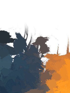 Taranmış Boyalı Soyut Arkaplan. Vahşi kaotik fırça darbeleri. Boya darbeleri. 2D İllüstrasyon. Fırça darbeli resim. 